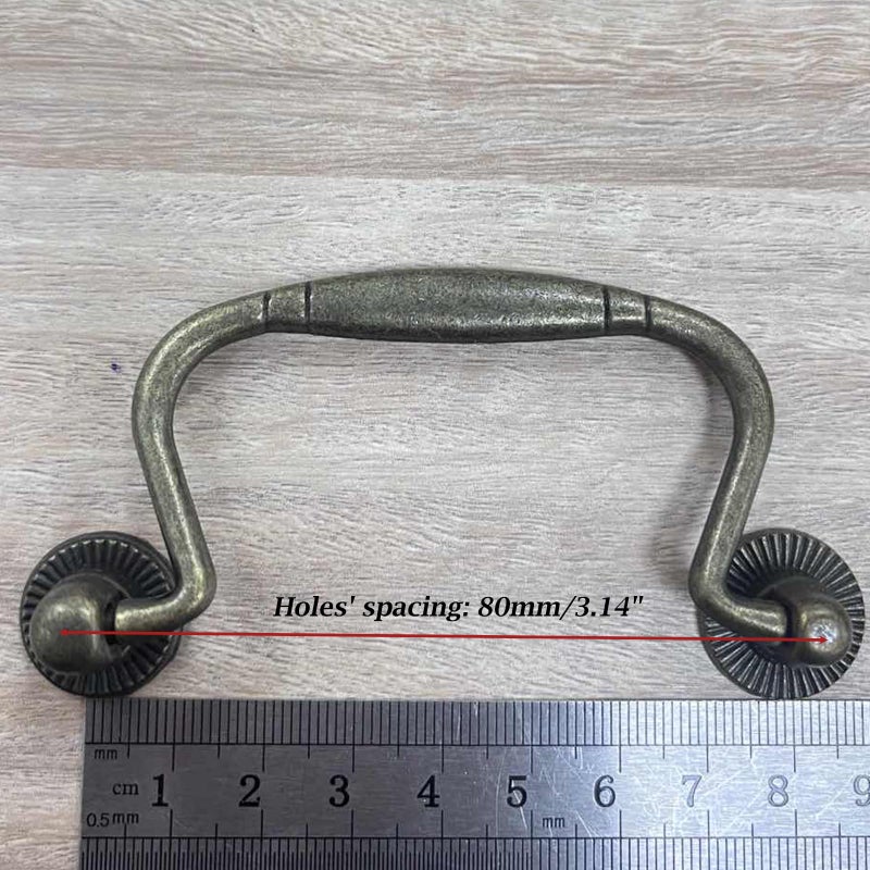 FarBoat 5Pcs Bail Pulls Antique Handle for Drawer 3" Hole Decorative Knobs Zinc Alloy Handles Hardware for Dresser Wardrobe Cabinet Drawer Closet (Hole Center 3.1inch, Bronze) - Image 3